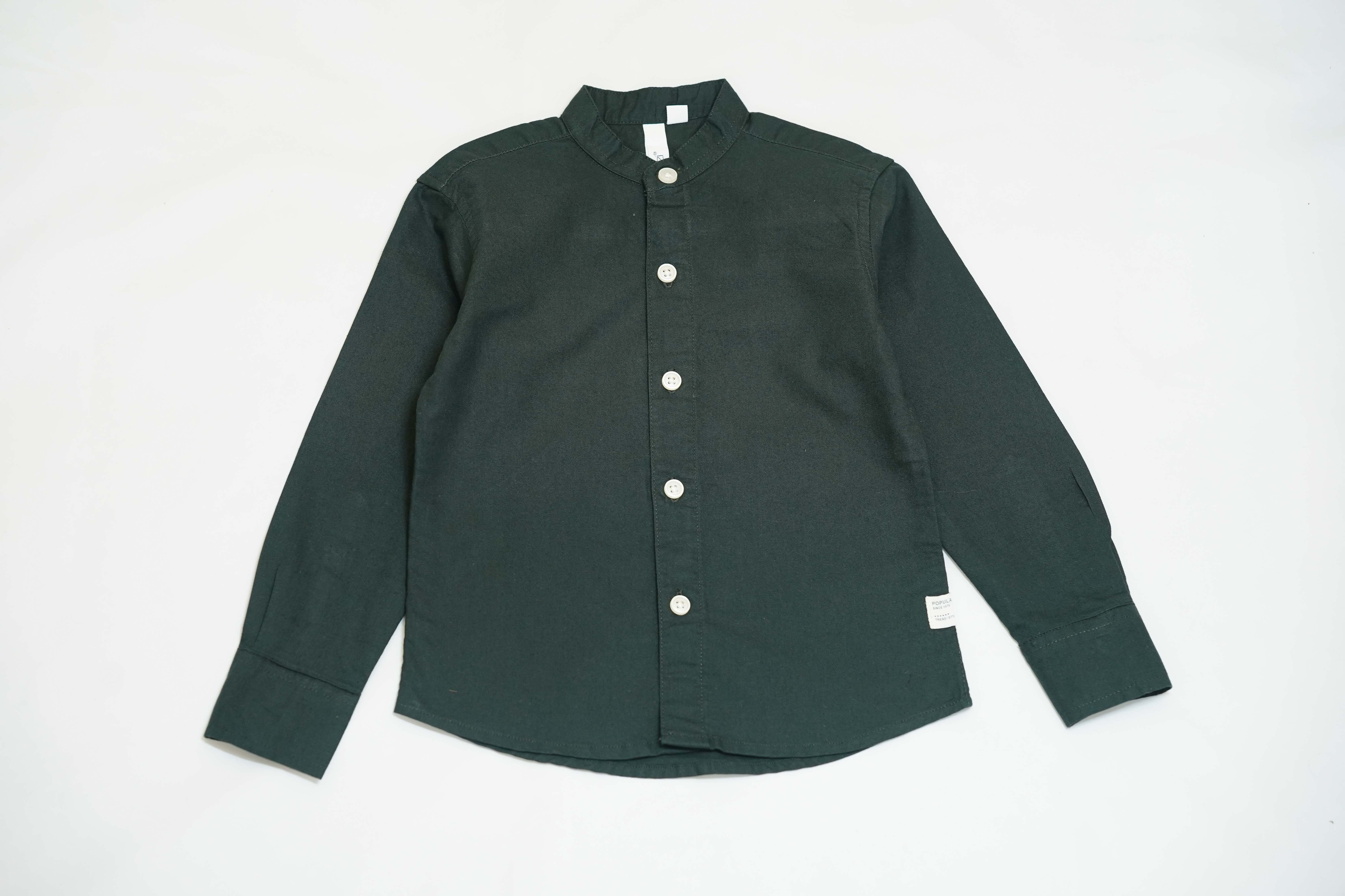 Cotton Vardanaman Dark Forest Green Shirt