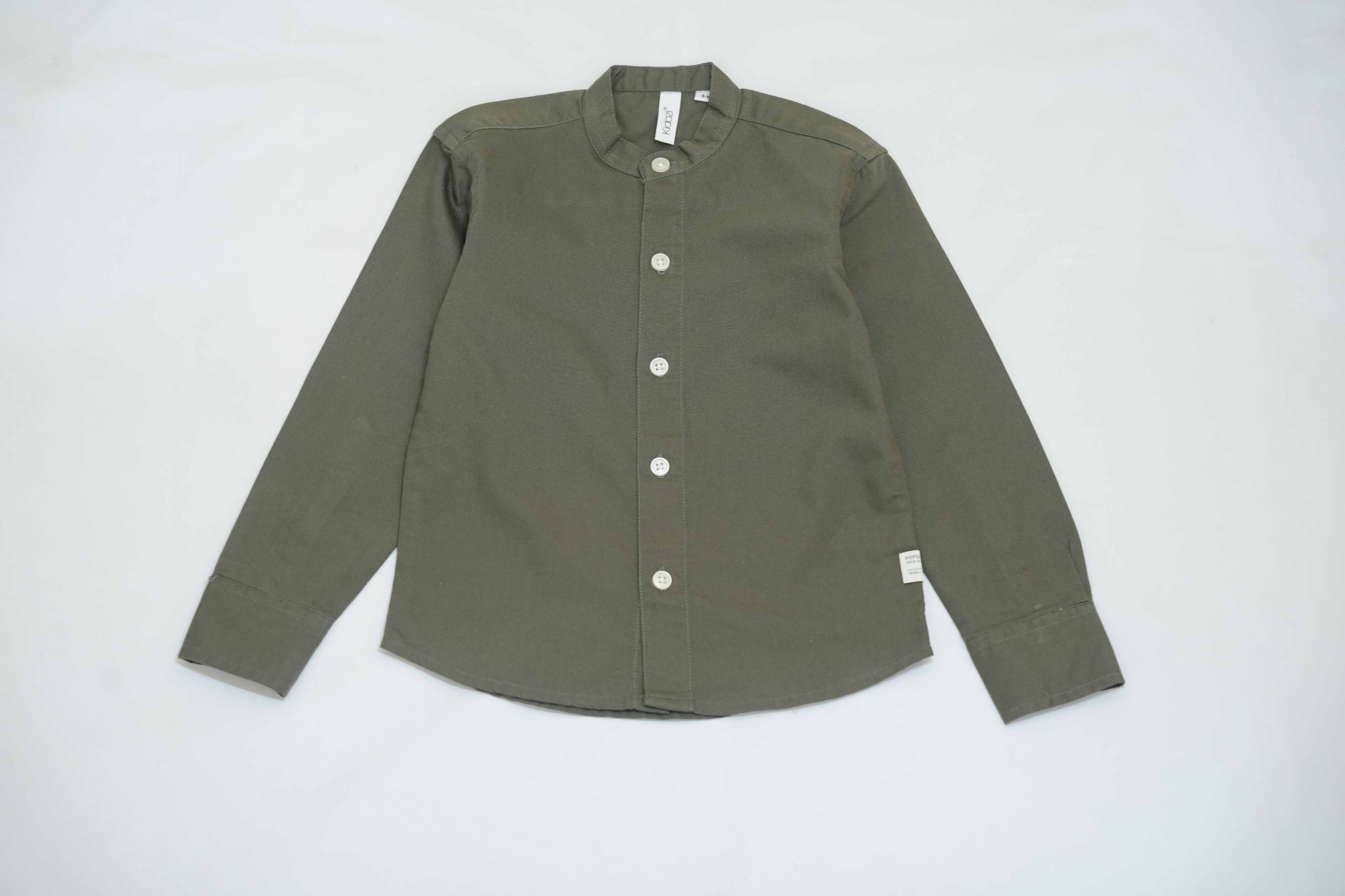 Cotton Vardanaman Gray Olive Shirt